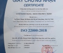 GIẤY CHỨNG NHẬN ĐẠT CHẤT LƯỢNG ISO 22000